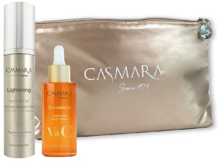 Casmara Lightening Letní Set - Anti-agingový zesvětlující krém SPF50 50 ml + Revitalizační sérum Vitamin C 50 ml Dárková sada