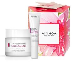 Ainhoa Vegan Collagen+ Firming Set - Zpevňující krém na krk a dekolt 50 ml + krém na oční okolí 15 ml Dárková sada