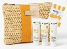 Matis Paris Réponse Soleil Travel Kit - Ochranný pleťový krém SPF 50+ 20ml + Ochranné tělové mléko SPF30 20ml + Zklidňující tělové mléko po opalování 20ml Dárková sada