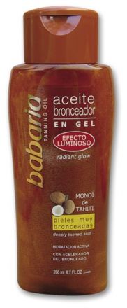 Babaria Sun Aceite Bronceador Tanning Oil Coco - Opalovací olej ve formě třpytivého gelu s kokosem SPF0 200ml + voda Aloe Vera 75ml zdarma