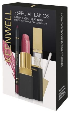 Keenwell Set Platinum - Lesk na rty Star Gloss č.1 + Rtěnka Soft Lipstick č.335 + Tužka na rty č.29 Dárková sada
