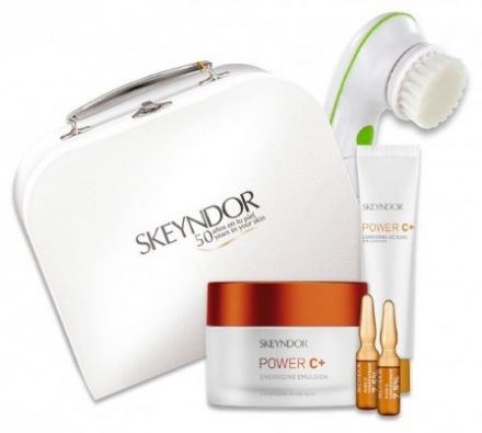 Skeyndor Power C+ Vánoční sada 2016 mastná/smíšená pleť - Emulze na mastnou a smíšenou pleť 50ml + Oční krém 15ml + Koncentrát vitaminu C 7x1ml + Elektrický kartáček + Kosmetický kufřík Dárková sada