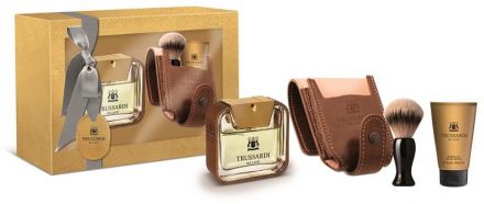 Trussardi My Land Set - EDT 50 ml + balzám po holení 30 ml + štětka na holení + kožené pouzdro Dárková sada