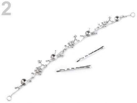 Štrasová ozdoba do vlasů krystal 2 1ks