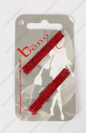 Sponka do vlasů s posypem červená 6ks