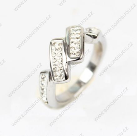 Štrasový prsten z nerez oceli 1 ks