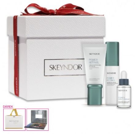 Skeyndor Power Retinol Vánoční sada mastná pleť - Reparační emulze mastná pleť 50ml + Reparační sérum 30ml + Power hyaluronic booster 15ml + Paleta očních stínů 98ks x 1g Dárková sada