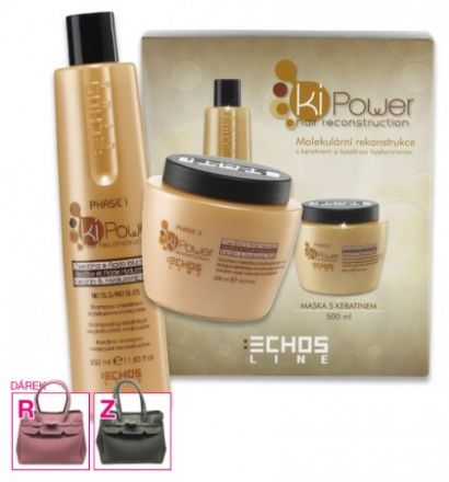 Echosline Ki-power Vánoční sada - Šampon 350 ml + maska 500 ml + kabelka Dárková sada