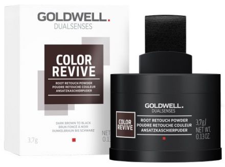 Goldwell Color Revive Root Retouch Powder Dark Brown to Black - Pudr pro zakrytí odrostů a šedin Tmavě hnědá až černá 3,7g