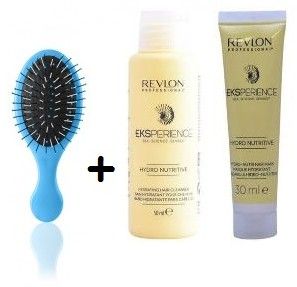 Revlon Eksperience Travel Set 2 - Hydratační Šampon 50ml + Hydratační Maska 30ml + Cestovní hřeben 1ks Dárková sada