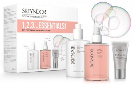 Skeyndor Essential Sada - čistící mléko 125 ml + pleťové tonikum 125 ml + maska Dark Charcoal 25 ml Dárková sada