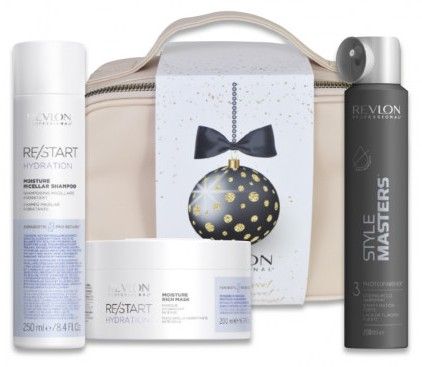 Revlon Professional Restart Hydration Vánoční Sada - Šampon 250 ml + maska 200 ml + lak na vlasy 200 ml Dárková sada