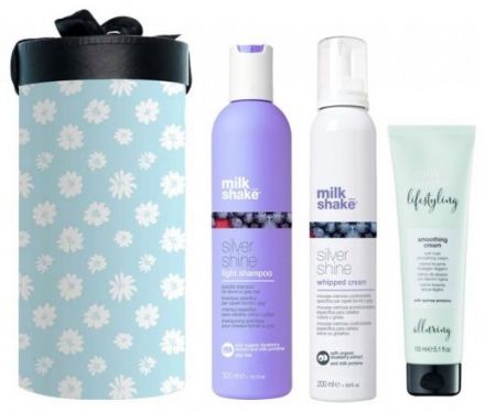 Milk Shake Spring Silver Shine - Šampon 300 ml + pěna 200 ml + uhlazující krém 150 ml Dárková sada