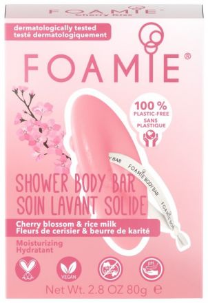 Foamie Shower Body Bar Cherry Kiss With Cherry Blossom and Rice Milk - Tuhá sprchová péče 80 g