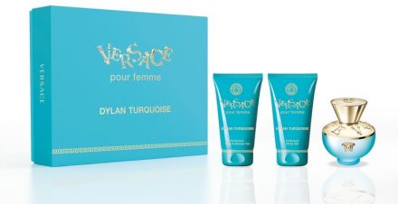 Versace Dylan Turquoise Set - EDT 50 ml + sprchový gel 50 ml + tělový gel 50 ml Dárková sada