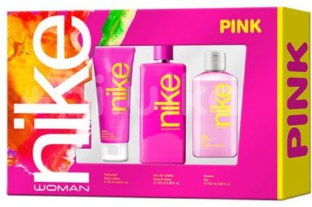 Nike Pink Woman Set - EDT 100 ml + sprchový gel 100 ml + tělové mléko 75 ml Dárková sada