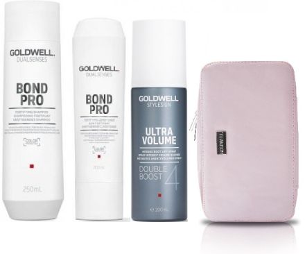 Goldwell Dualsenses Bond Pro Vánoční Set - Šampon 250ml + Kondicioner 200ml + Sprej pro objem vlasů Double Boost 200ml + Neceser + Dárková sada