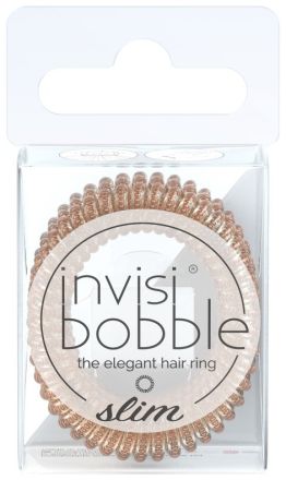 Invisibobble SLIM Of Bronze and Beads - Gumička do vlasů slim Bronzová 3 ks
