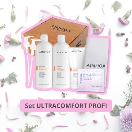Ainhoa Skin Primers Ultracomfort Clean Set - Čistící mléko 350 ml + tonikum 350 ml + pleťový peeling 200 ml Dárková sada