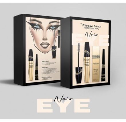 Pierre René Eye Noir Set - Řasenka Super curly černá 15 ml + tekuté oční linky černé 2,5 ml Dárková sada