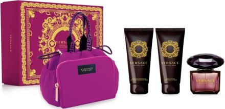 Versace Crystal Noir Set - EDT 90 ml + sprchový gel 100 ml + tělové mléko 100 ml + kabelka Dárková sada