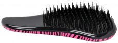 Detangler kartáč na vlasy s rukojetí pogumovaný Zebra - Růžovo-černý