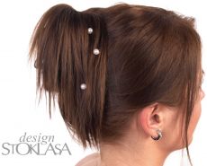 Spona do vlasů - pružinka s perličkou bílá 1ks