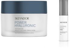 Skeyndor Dermapeel Pro+ Power Hyaluronic set - Exfoliační koncentrát 15 ml + Krém intenzivní hydratace 15 ml Dárková sada