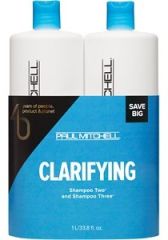 Paul Mitchell Clarifying Save Big Set - Čistící šampon 1000 ml + šampon pro namáhané vlasy 1000 ml + Osuška Dárková sada