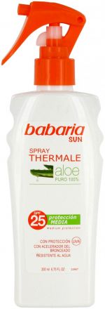 Babaria Sun Spray Thermale Aloe Vera - Termální mléko ve spreji s Aloe Vera SPF25 200ml + voda Aloe Vera 75ml zdarma