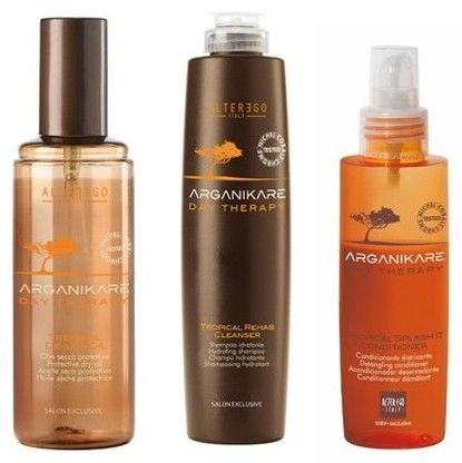 Alter Ego Tropical Letní sada - Šampon 300ml + Kondicionér 125ml + Olej 120 ml + Plážová taška Dárková sada