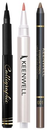 Keenwell Summer Set - Tetovací tužka na oči Black 1ml + Sérum s leskem na rty 2,5g + Tužka na obočí 1,5g Dárková sada