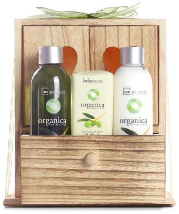 Aquarius Organica Bath Trio Set Olive - Sprchový gel 120ml + Tělové mléko 120ml + Mýdlo 90g Dárková sada
