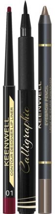 Keenwell Accent Your Beauty Kit - Kaligrafická tužka na oči 2,5gr + Konturovací linka na rty 0,3gr + Tužka na obočí 1,5gr Dárková sada