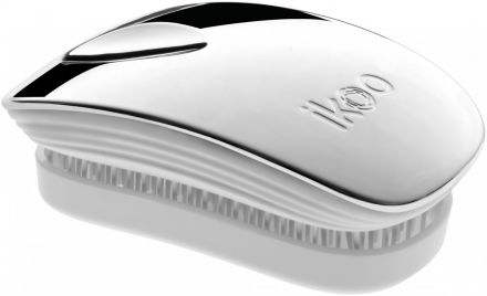 Ikoo Pocket Metallic White Oyster - Kartáč na vlasy bílo-stříbrný