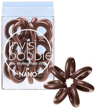 Invisibobble Nano Pretzel Brown - Mini gumička do vlasů hnědá 3ks
