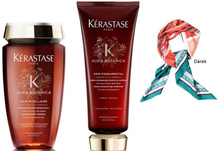 Kérastase Aura Botanica Summer Set - Jemný šampon 250ml + Hydratační hloubková péče 200ml + Módní šátek Dárková sada