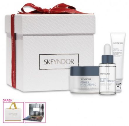 Skeyndor Power Hyaluronic Vánoční sada suchá pleť - Hydratační krém pro suchou pleť 50ml + Gel na oční okolí a řasy 15ml + Booster 15ml + Paleta očních stínů 98ks x 1g Dárková sada