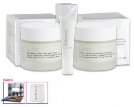 Ainhoa Luxe Vánoční balíček - Denní a noční krém 50ml + Hydronutritivní krém 50ml + Oční krém 15ml + Paleta očních stínů 98ks x 1g Dárková sada