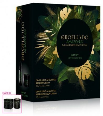 Orofluido Amazonia Set - Regenerační balzám 100ml + Tělový krém 175ml + Vonná svíčka 1ks Dárková sada