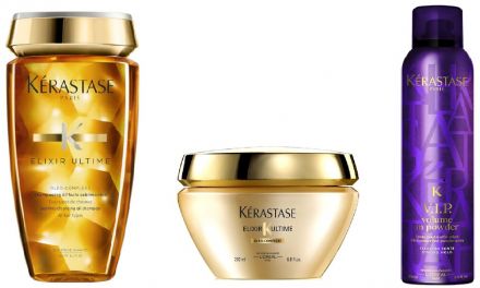 Kérastase Elixir Ultime Vánoční sada - Luxusní šamponová lázeň 250ml + Regenerační maska 200ml + Pudrový sprej 250ml Dárková sada