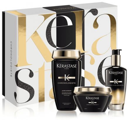 Kérastase Chronologiste Vánoční sada - šampon 250 ml + maska 200 ml + parfém Huile 125 ml Dárková sada
