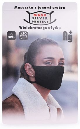 Rouška se stříbrem jednovrstvá černá 1 ks