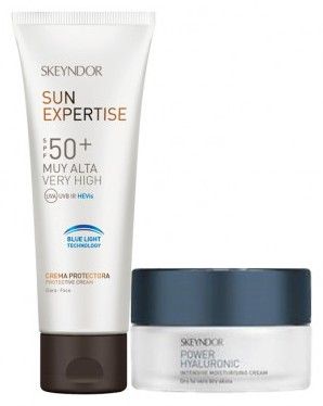 Skeyndor Power Hyaluronic Travel Set II - Hydratační krém 15 ml + Opalovací ochranný krém SPF50+ 25 ml Dárková sada