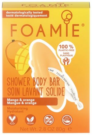 Foamie Shower Body Bar Tropic Like It's Hot With Mango and Orange - Tuhá sprchová péče 80 g