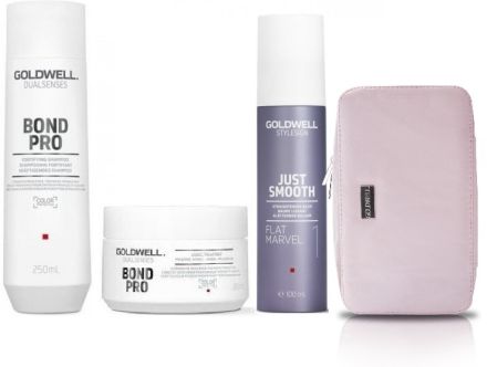 Goldwell Dualsenses Bond Pro Vánoční Set - Šampon 250ml + Maska 200ml + Balzám pro narovnání vlasů Flat Marvel 100ml + Neceser + Dárková sada