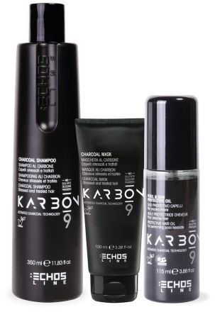 Echosline Karbon 9 Letní Sada - Šampon 350 ml + maska 100 ml + olej karbon Pool and Sun 115 ml Dárková sada