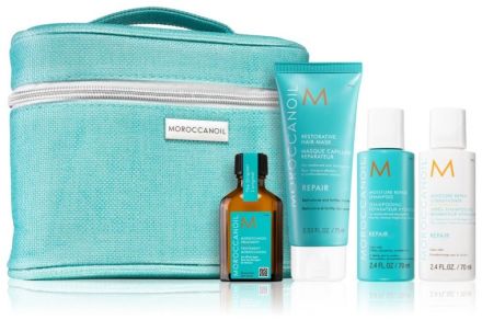 Moroccanoil Repair Mediterranean Escape Set - Regenerační maska 75 ml + šampon 70 ml + kondicionér 70 ml + olej 25 ml Dárková sada