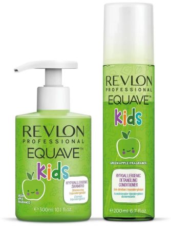Revlon Professional Equave Kids Apple Set - Dětský jablkový šampon 300ml + Neoplachovací jablkový kondicioner 200ml + Pouzdro Dárková sada