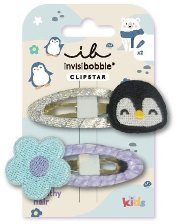 Invisibobble CLIP KIDS Polar Penguin - Dětská sponka do vlasů 2 ks